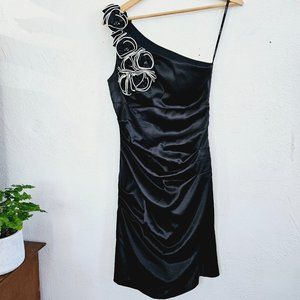 B. Darlin Black White Asymmetrical One Shoulder Prom Party Cocktail Dress S XS 2